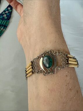 Chrysocolla and Quill bracelet